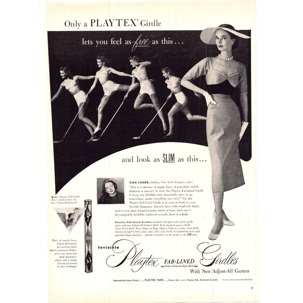 1952 Playtex Fab-Lined Girdle Vintage Print Ad Women Shuffleboard 50s Wall Art